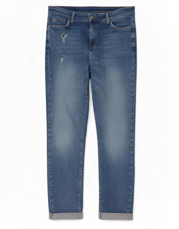 Damskie jeansy M&Co w trudnej sytuacji, UK 12 Medium W28 L28 Niebieskie