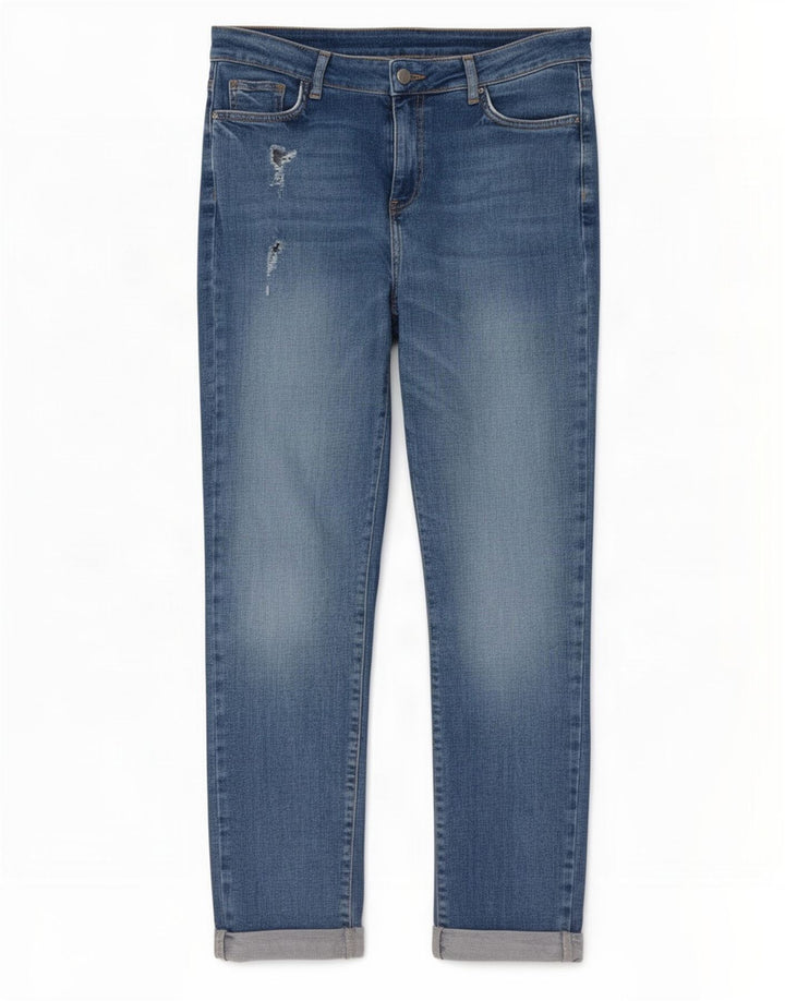 Damskie jeansy M&Co w trudnej sytuacji, UK 12 Medium W28 L28 Niebieskie