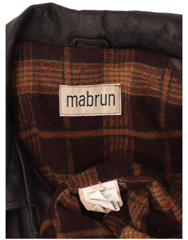 MABRUN Damski płaszcz skórzany oversize IT 50 XL Brązowa skóra