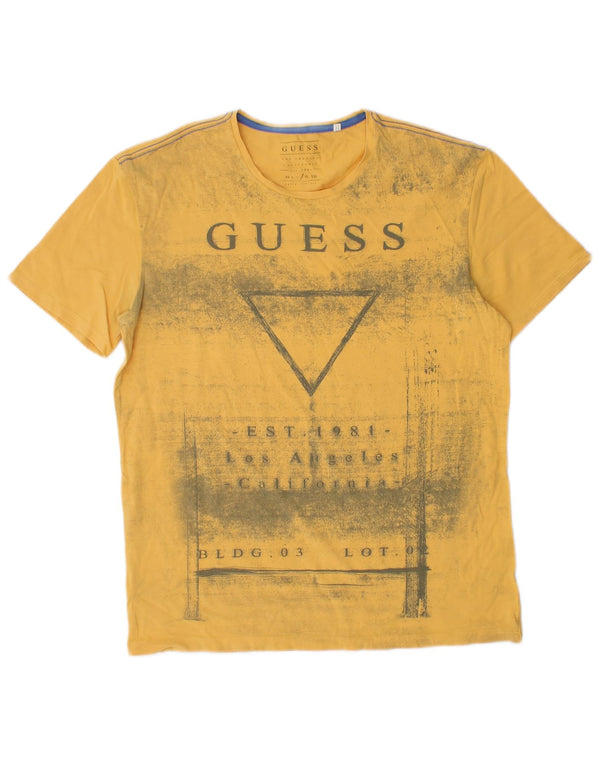 Męska koszulka Guess Extra Slim Graphic Top, duża, żółta