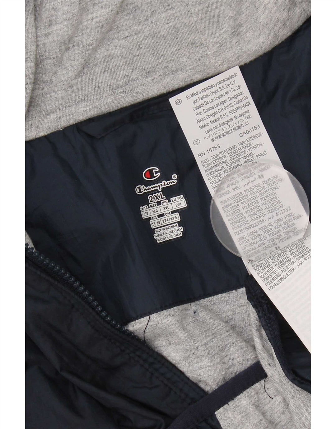 Chłopięca kurtka przeciwdeszczowa z kapturem Champion, 15-16 lat, 2XL, granatowa, poliester