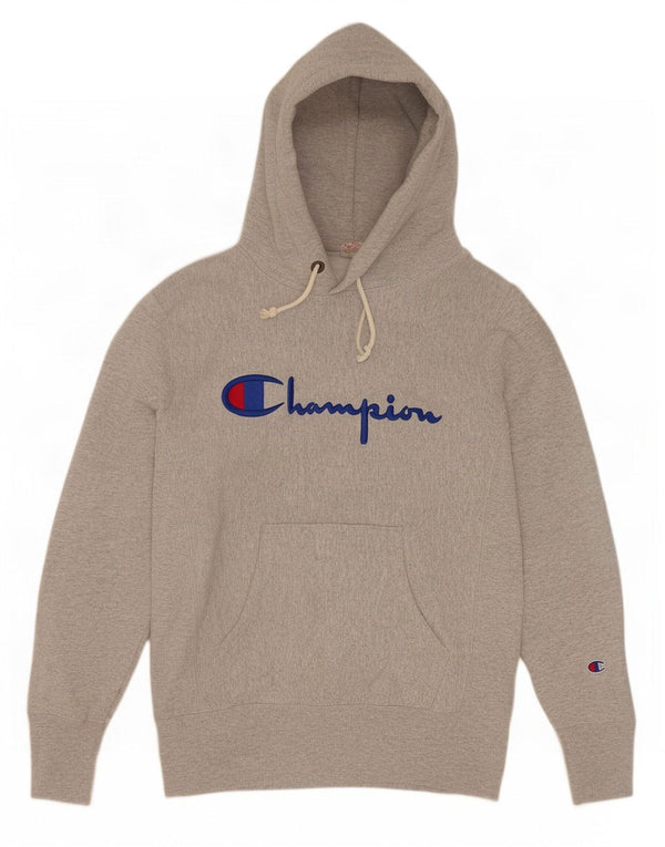Męski sweter z kapturem Champion Reverse Weave Graphic, średnioszary, bawełniany