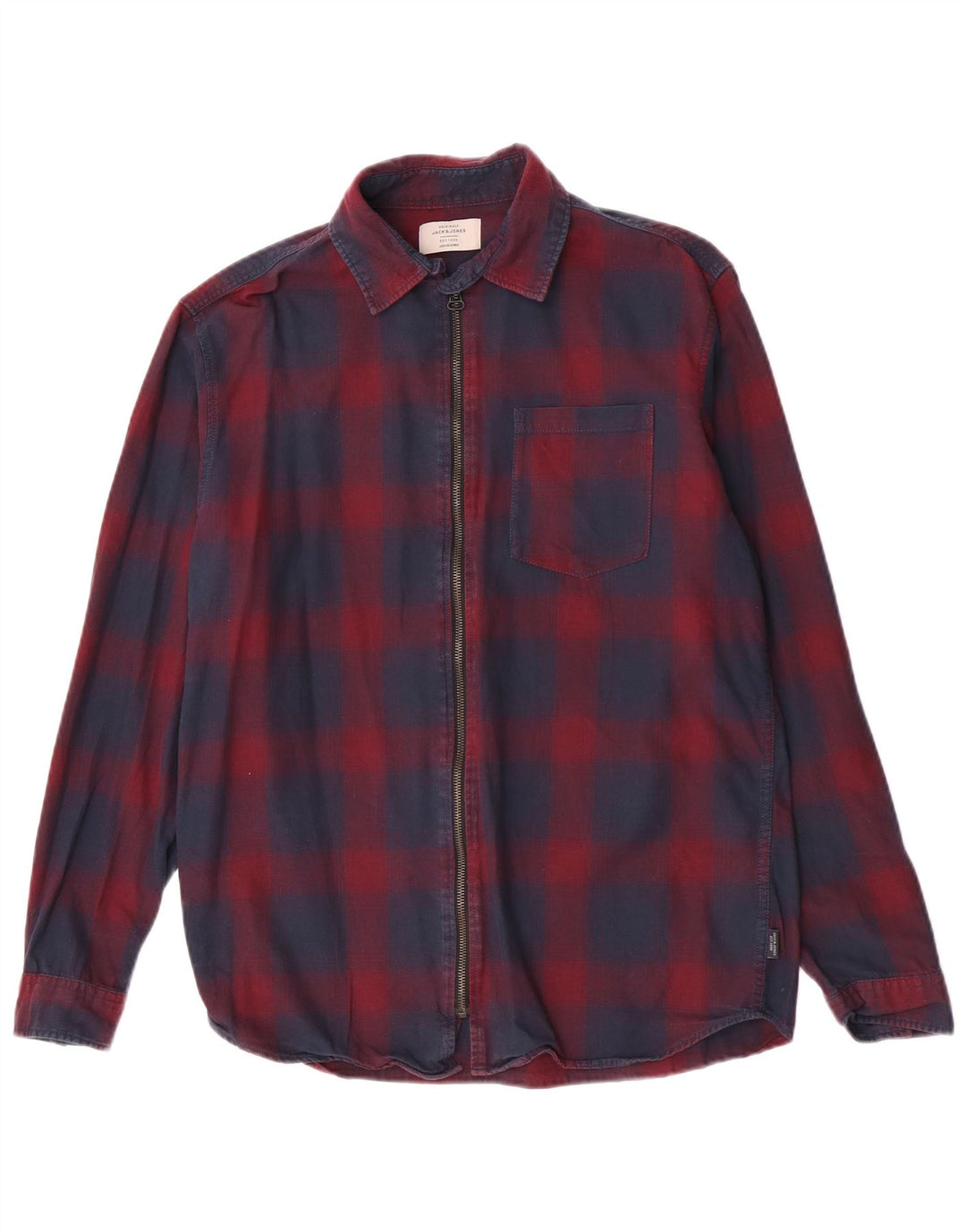 Męska koszula flanelowa Jack & Jones, duża, granatowa, bawełniana w kratę