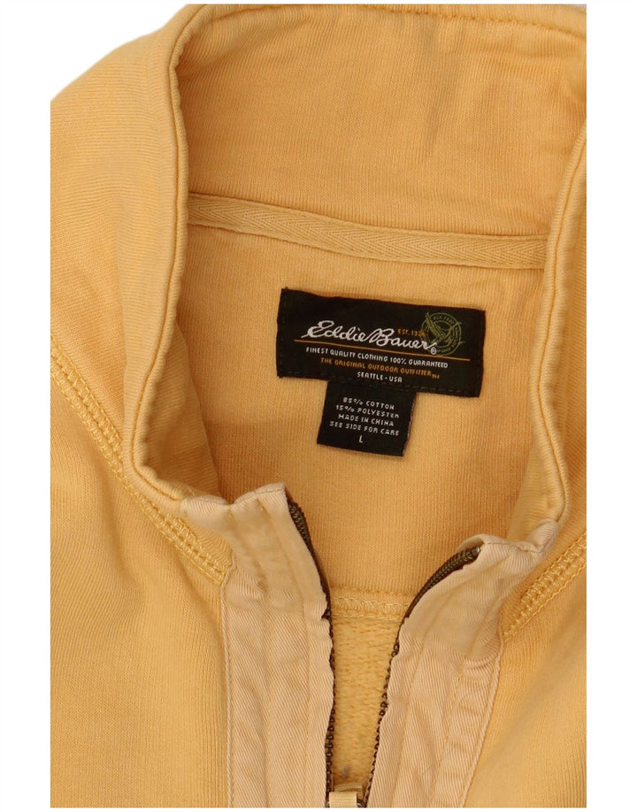Męski sweter z zamkiem błyskawicznym Eddie Bauer, duży, żółty, bawełniany