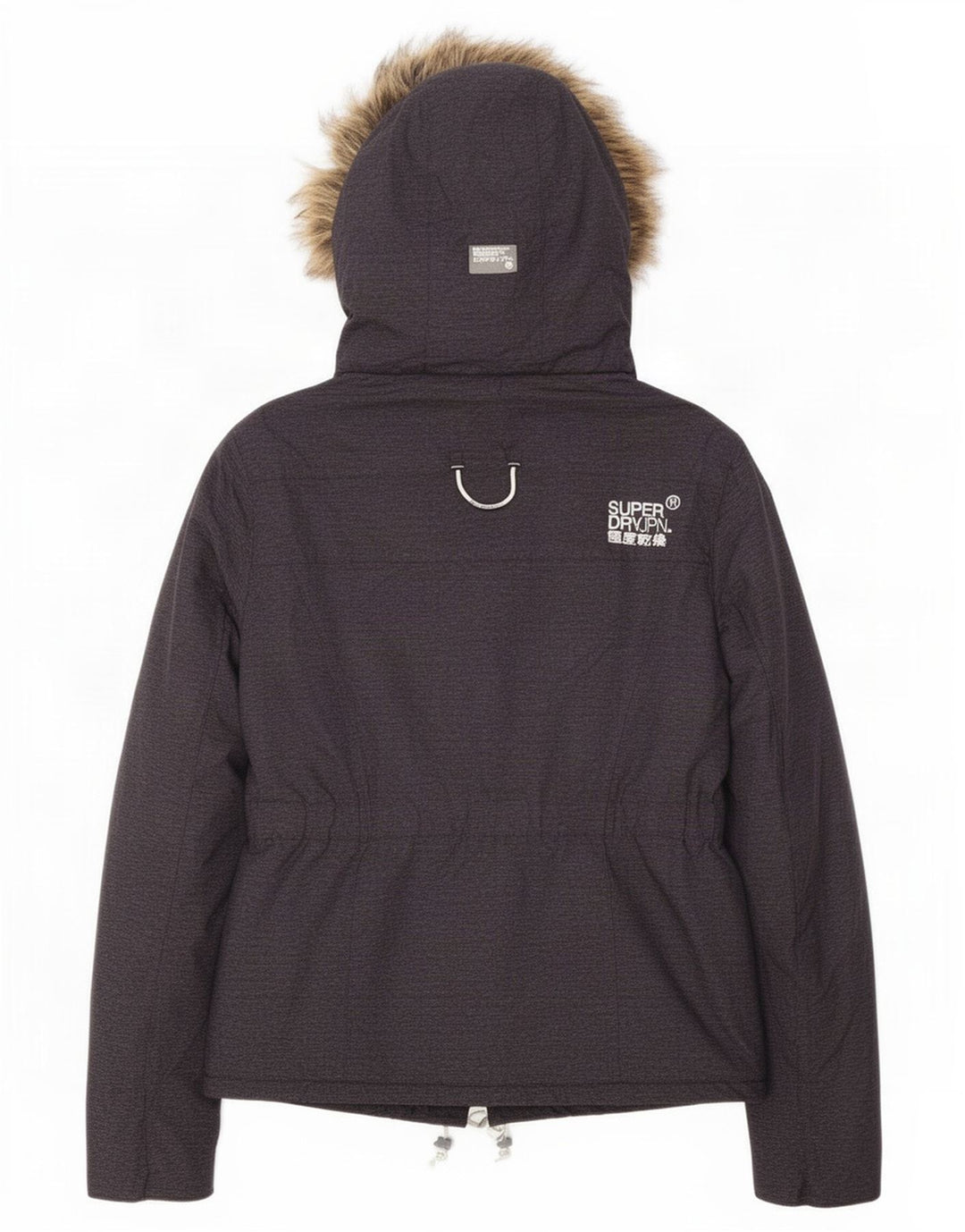 Damska kurtka wiatrówka z kapturem Superdry UK 12, średnioszary poliester