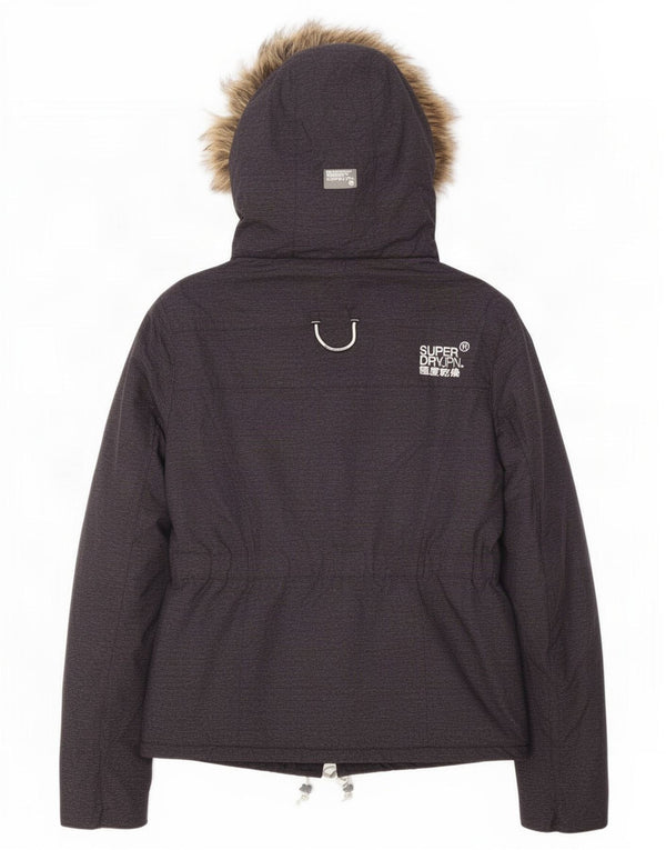 Damska kurtka wiatrówka z kapturem Superdry UK 12, średnioszary poliester