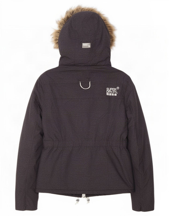 Damska kurtka wiatrówka z kapturem Superdry UK 12, średnioszary poliester