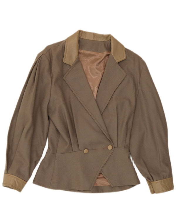 Damska marynarka Harrods Double Breasted Jacket UK 14 Średnia brązowa wełna
