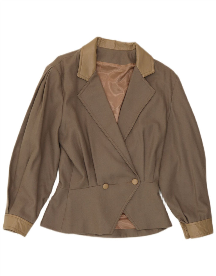 Damska marynarka Harrods Double Breasted Jacket UK 14 Średnia brązowa wełna