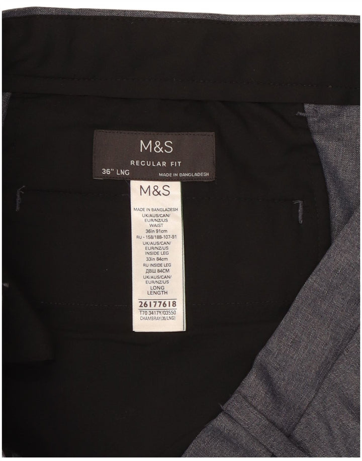 Męskie spodnie chino o regularnym kroju Marks & Spencer W36 L33 Szary poliester