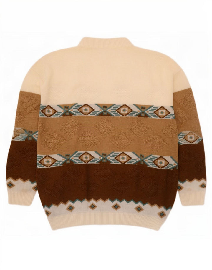 Vintage męski sweter z golfem XL, wielobarwny, geometryczny