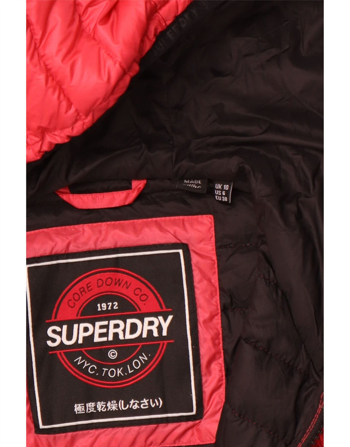 Damska ocieplana kurtka z kapturem SUPERDRY UK 10, mały, różowy
