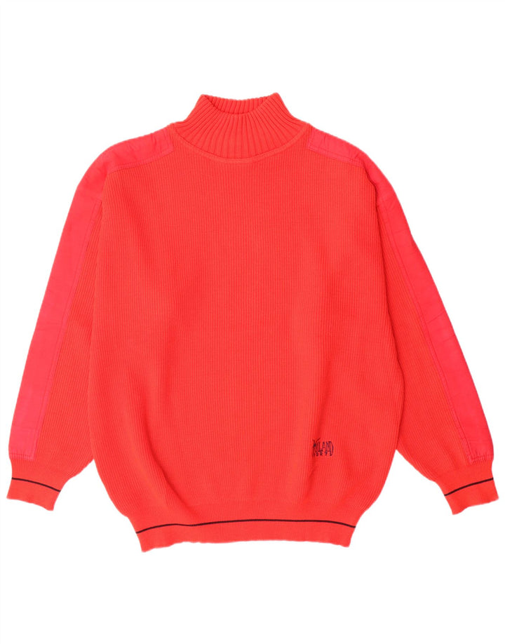 Vintage męski sweter z golfem IT 50 średnia czerwona wełna