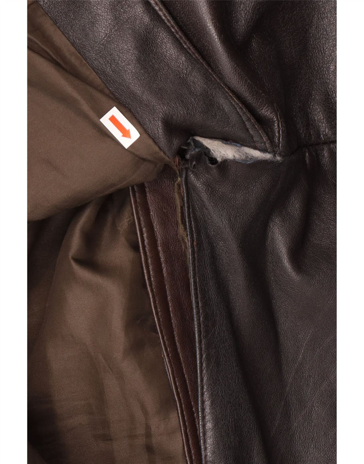 MAX MOSER Męski płaszcz skórzany IT 56 3XL Brązowa skóra