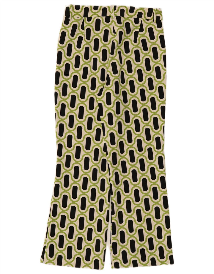 Spodnie damskie Zara Bootcut średnie W28 L26 Zielone geometryczne