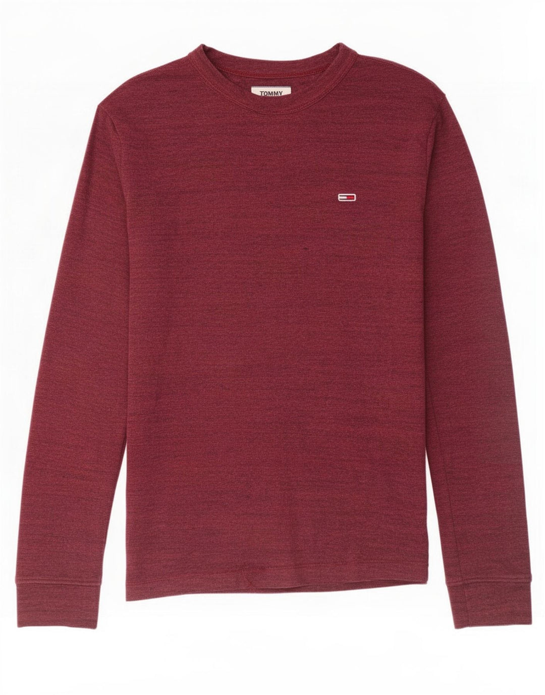 Męski top Tommy Hilfiger z długim rękawem, średniej wielkości bordowy, bawełniany nakrapiany