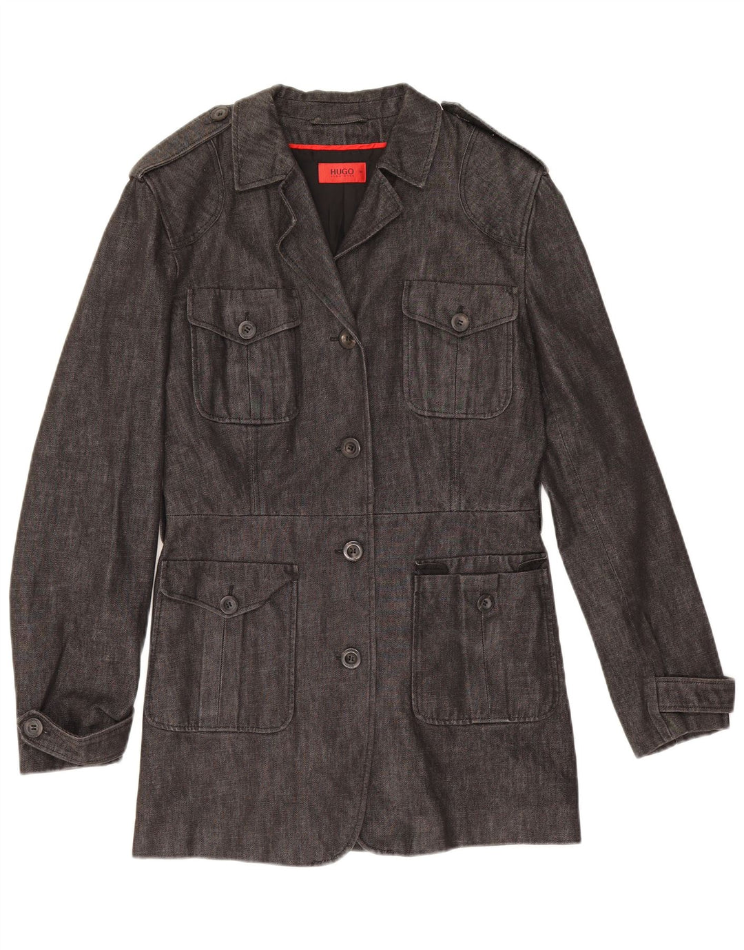 Damski płaszcz wojskowy Hugo Boss EU 36, mały, szary, bawełniany