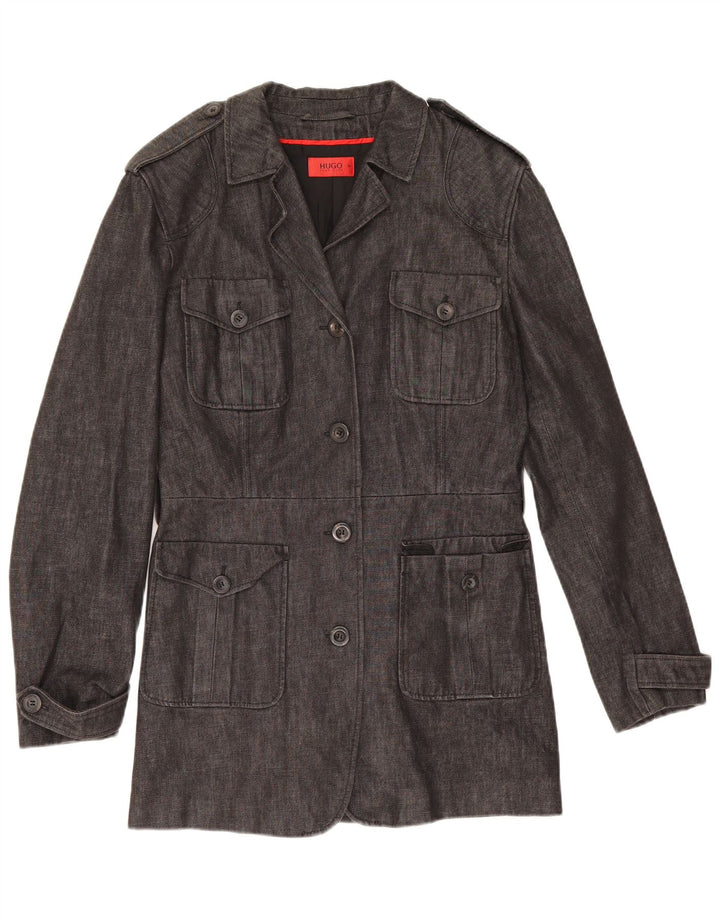 Damski płaszcz wojskowy Hugo Boss EU 36, mały, szary, bawełniany