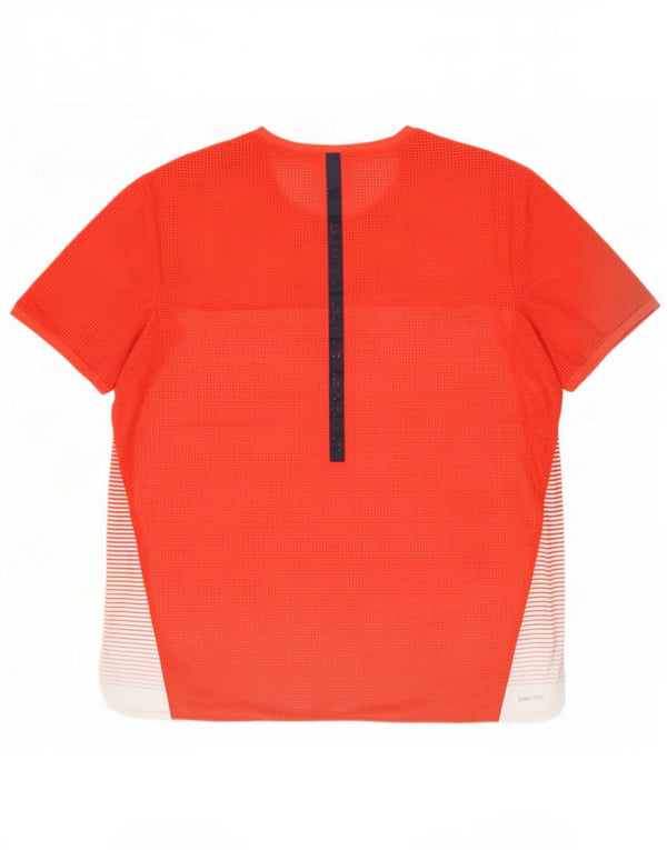 Męski T-shirt Nike Dri Fit Top XL, czerwony, prążkowany poliester
