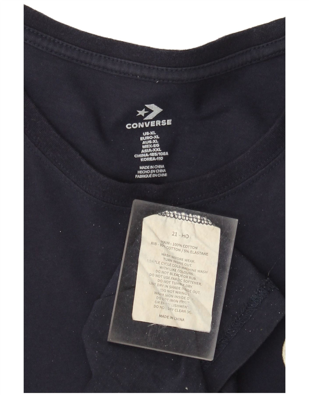 CONVERSE T-shirt męski XL, bawełniany, granatowy