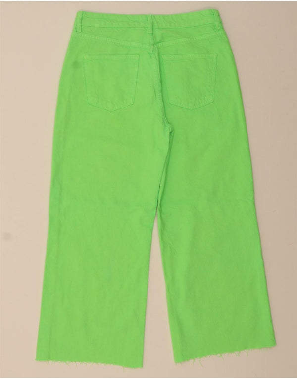 Damskie jeansy z szeroką nogawką ZARA EU 38 Small W28 L26 Zielona bawełna