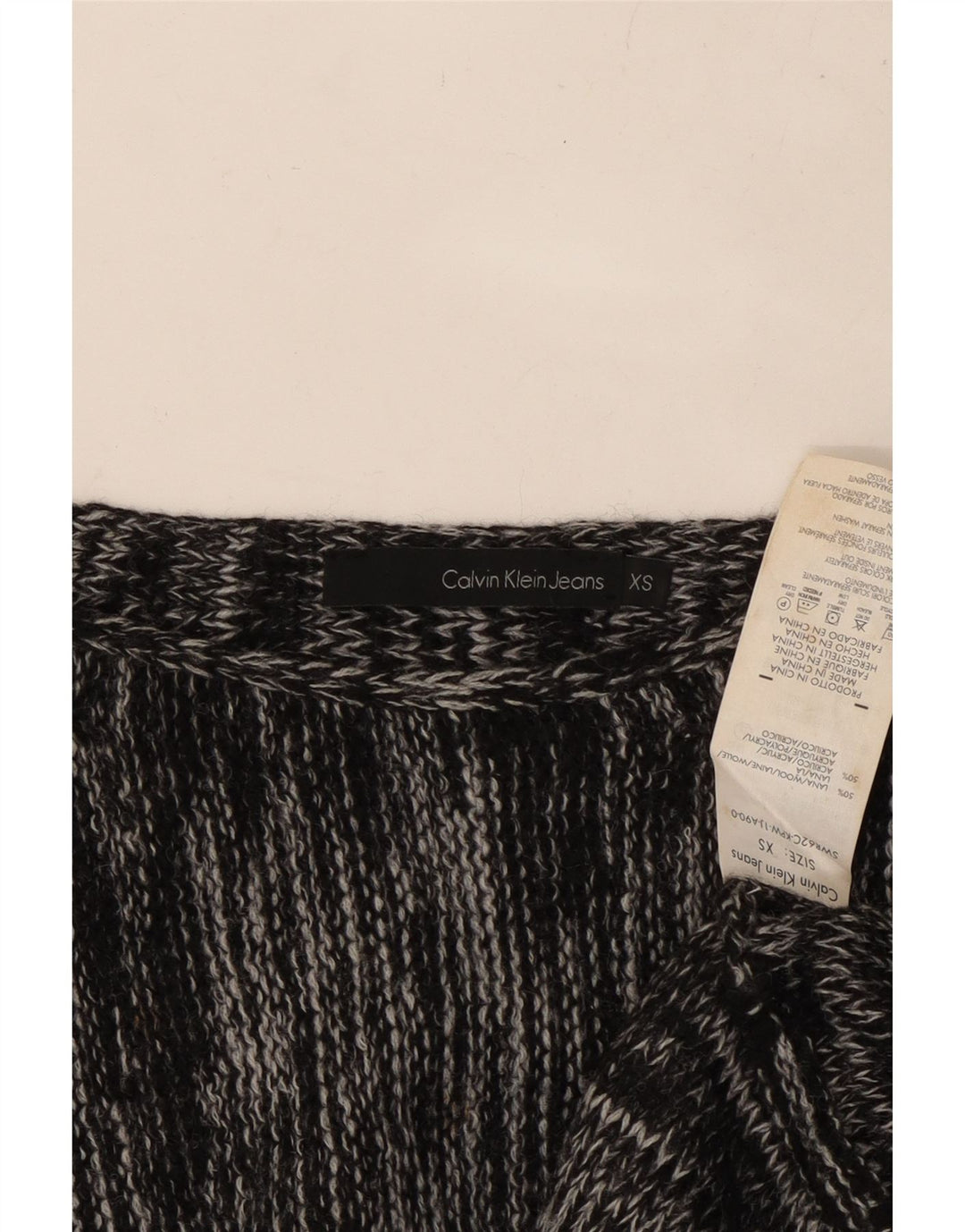 CALVIN KLEIN JEANS Damski sweter z dekoltem w łódkę UK 6 XS Szary nakrapiany