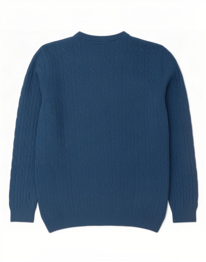 Męski sweter Timberland z okrągłym dekoltem, duży, niebieski, z owczej wełny