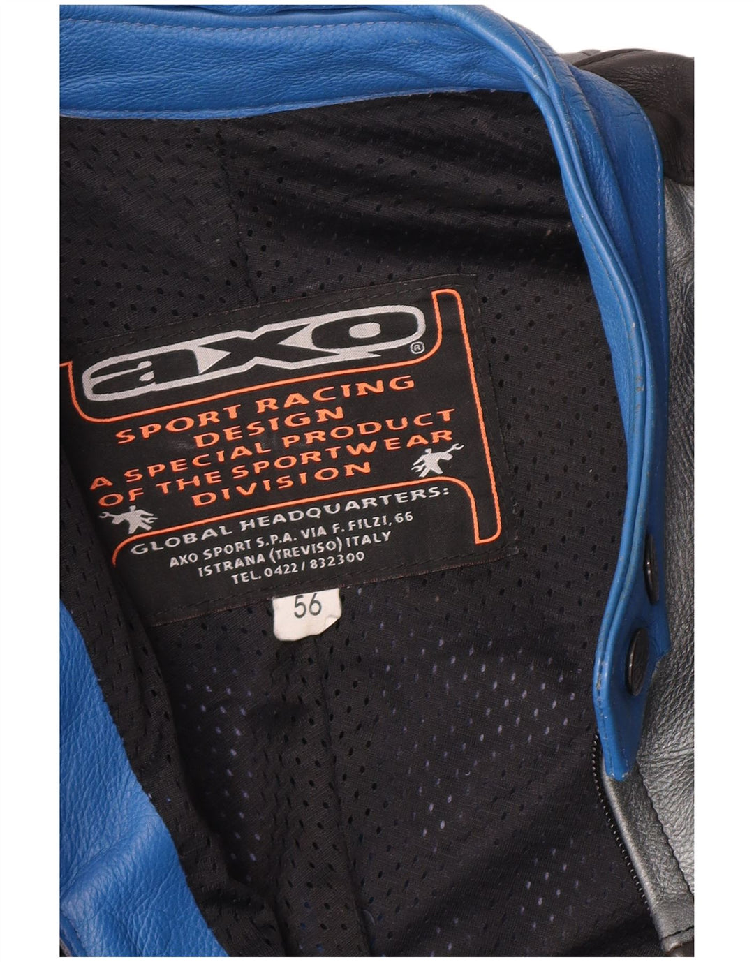 Męski kombinezon skórzany AXO Racer Graphic IT 56 2XL Niebieska skóra z blokami kolorów