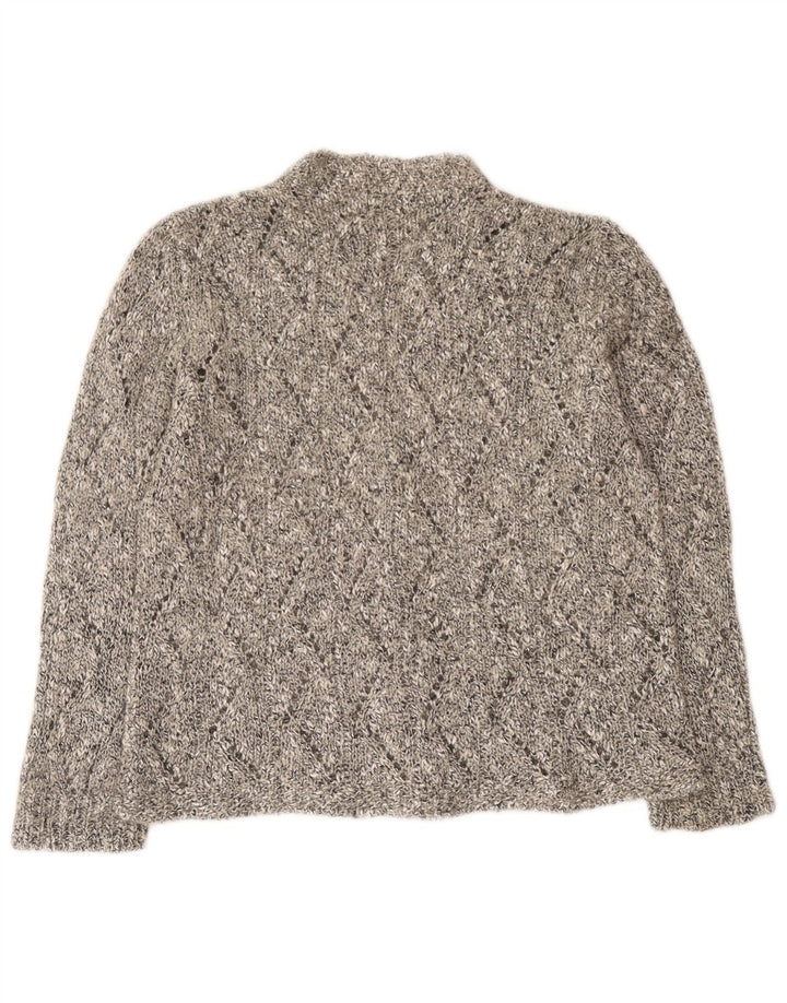 Sweter damski w stylu vintage, UK 12, średni szary, nakrapiany