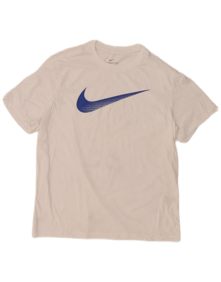 Męski T-shirt Nike Dri Fit z grafiką, duży, biały, bawełniany