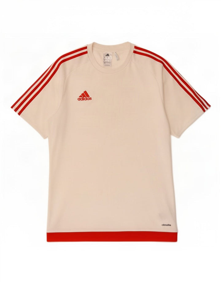 Męska koszulka Adidas Climalite Top, średni biały poliester z blokami kolorów
