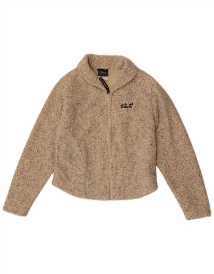 Sweter damski Jack Wolfskin, kardigan UK 10, mały, beżowy, nakrapiany poliester
