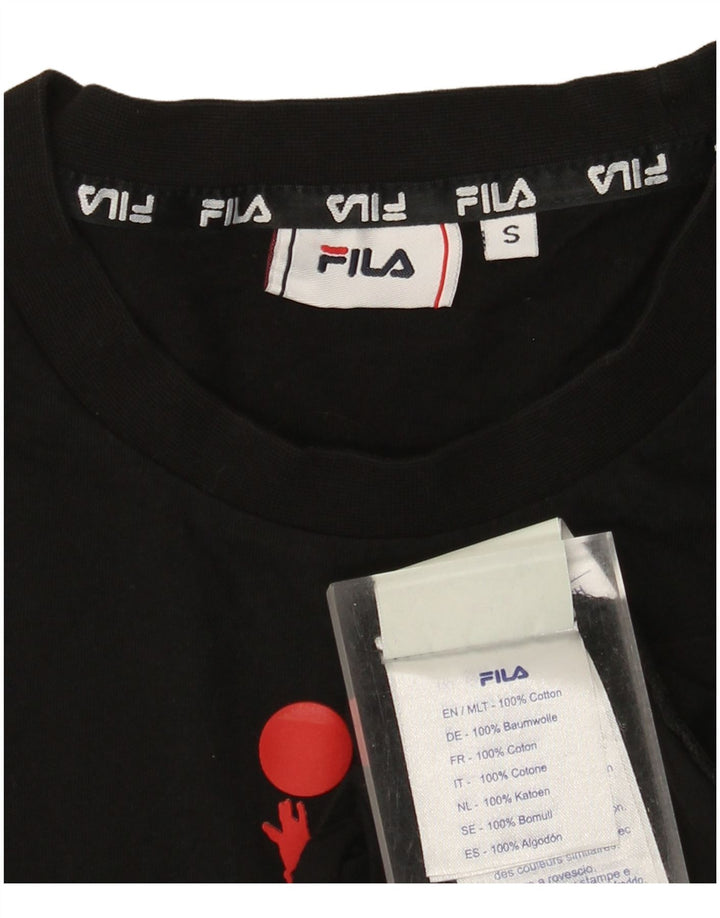 Męski T-shirt z grafiką Fila, mały, czarny, bawełniany