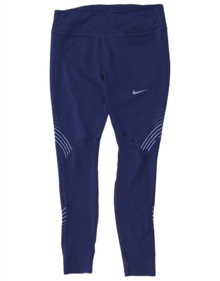Damskie legginsy Nike Dri Fit UK 14, duży, granatowy, geometryczny poliester
