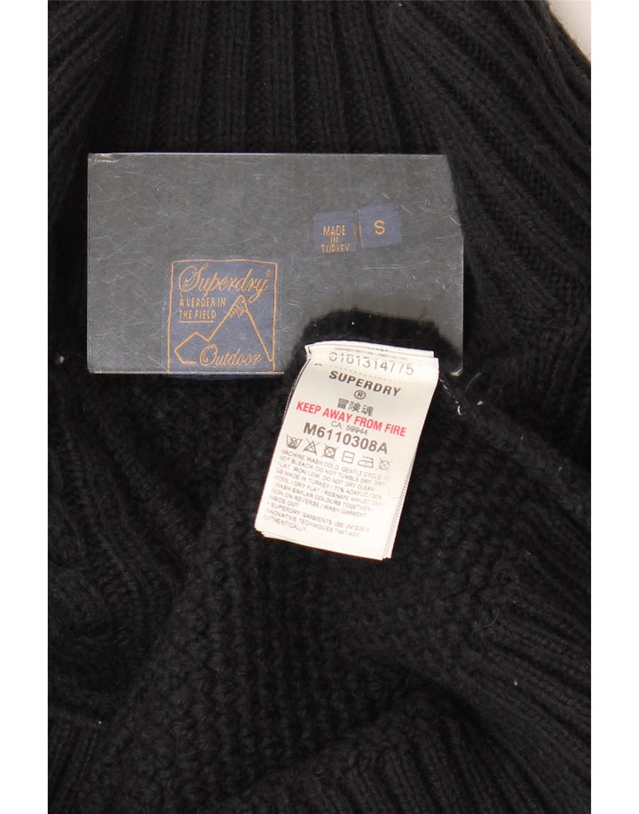 Męski sweter z zamkiem błyskawicznym Superdry, mały, czarny, akrylowy