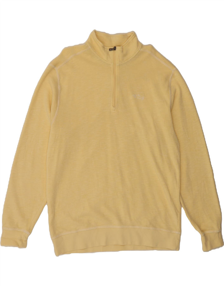 ORVIS Mens Zip Neck Sweatshirt Jumper Large Yellow Cotton Vintage Orvis and Second-Hand Orvis from Messina Hembry 