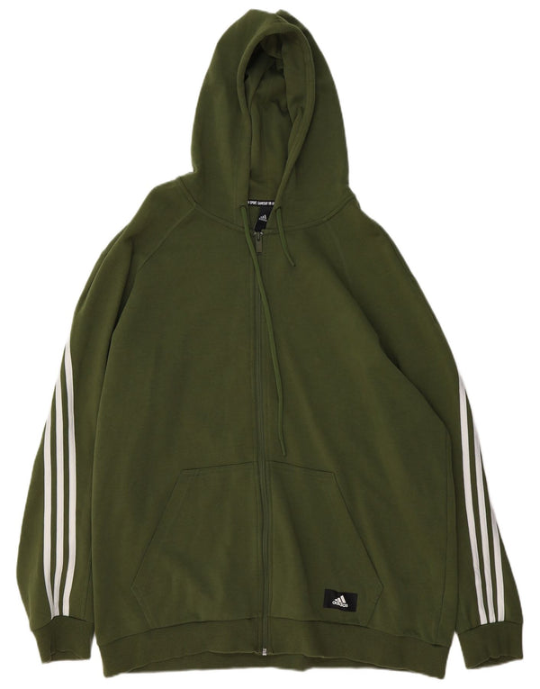 Adidas Męski sweter z kapturem i zamkiem błyskawicznym 2XL, bawełna khaki
