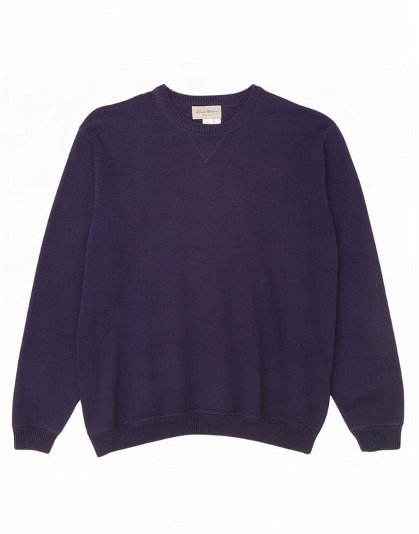 Męski sweter z dekoltem w łódkę Eddie Bauer XL, granatowy, bawełniany