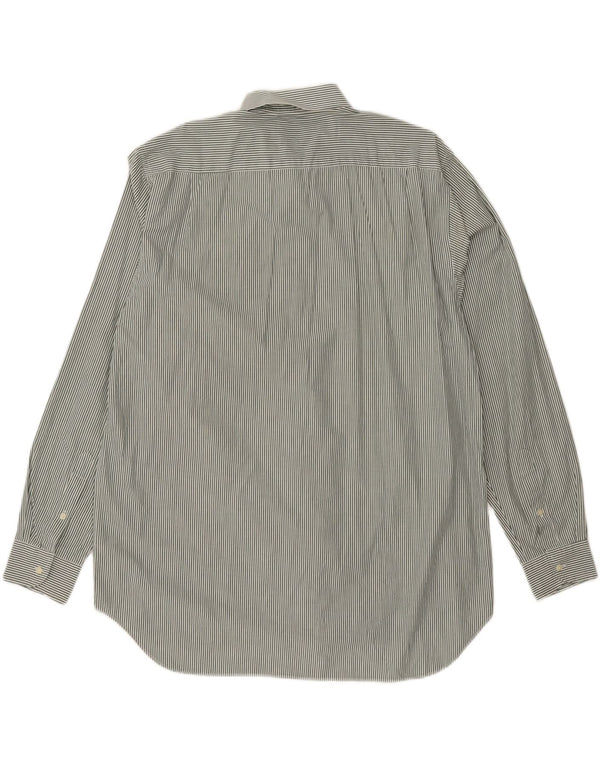 Les Copains Mens Shirt Size 43 17 XL Green Pinstripe
