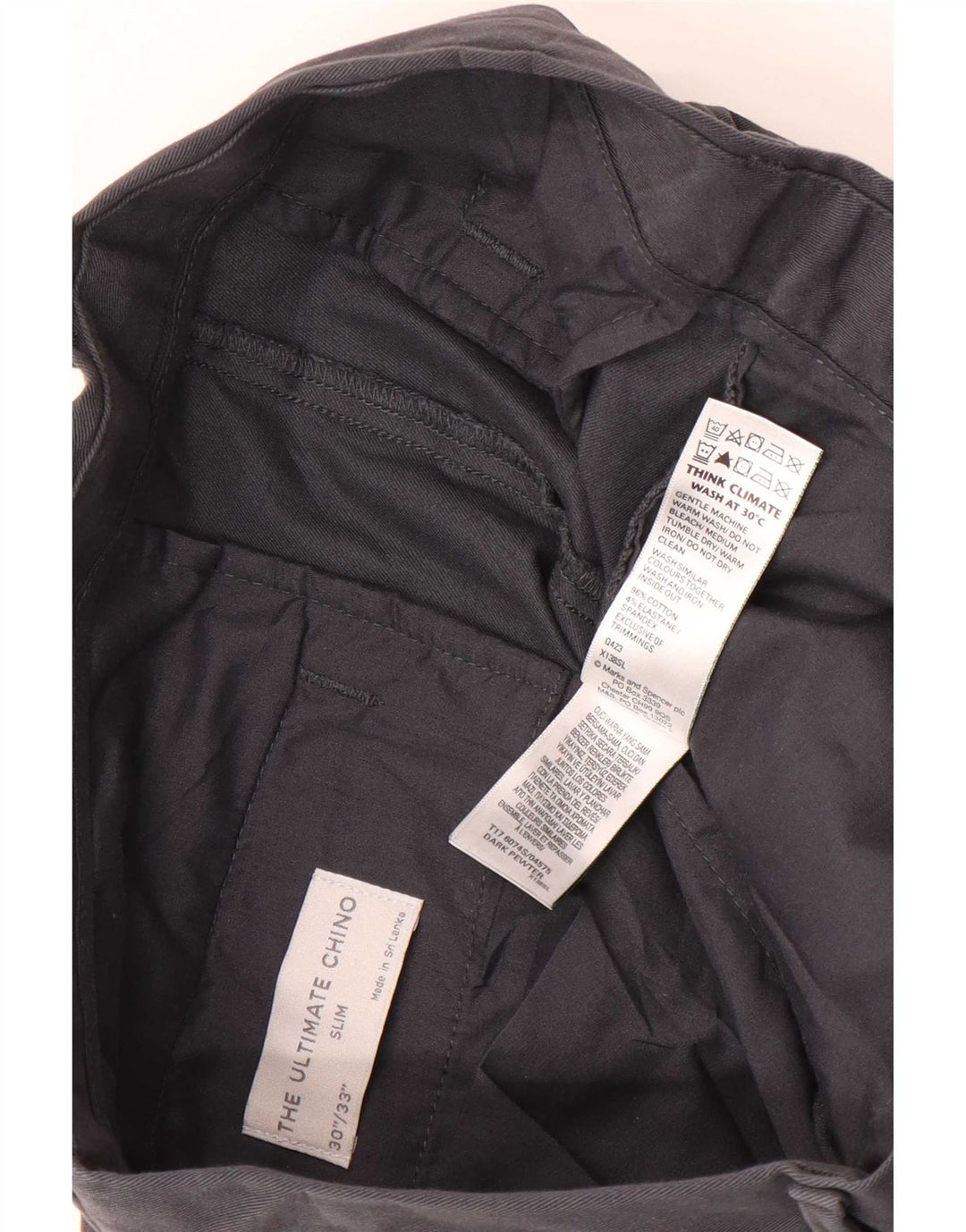 Marks & Spencer Męskie spodnie Chino W30 L33 Szara bawełna