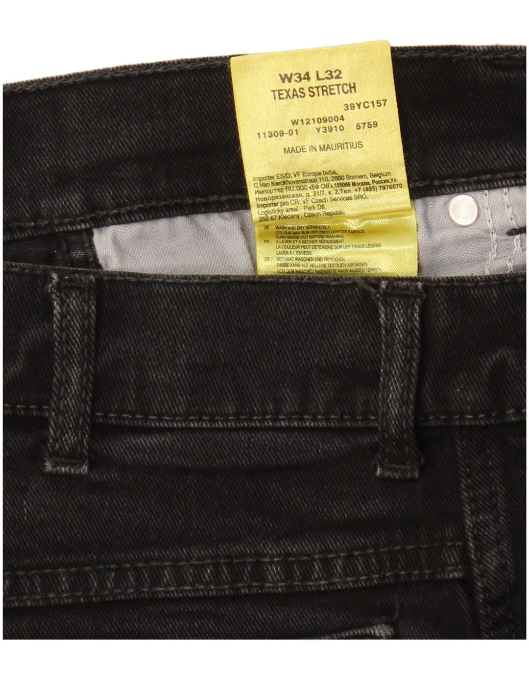 Męskie jeansy Wrangler Texas Stretch Straight W34 L32 Czarne bawełniane