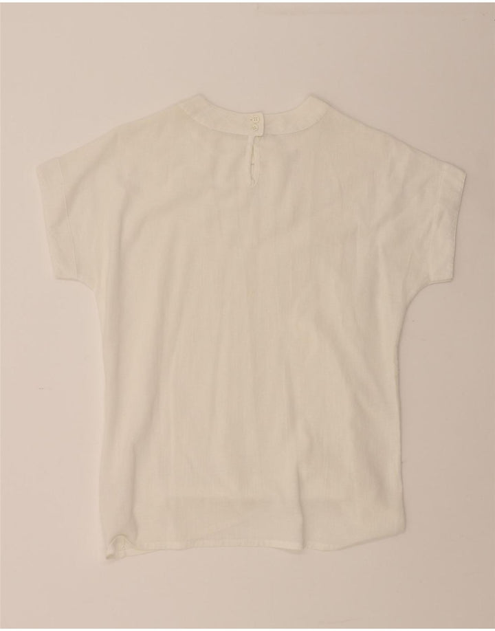 VINTAGE Womens Blouse Top UK 12 Medium White Cotton Vintage Vintage and Second-Hand Vintage from Messina Hembry 