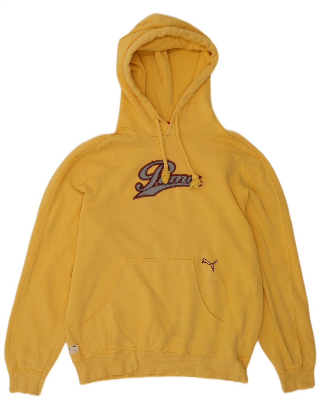 Męski sweter z kapturem Puma z grafiką, średni żółty, bawełniany