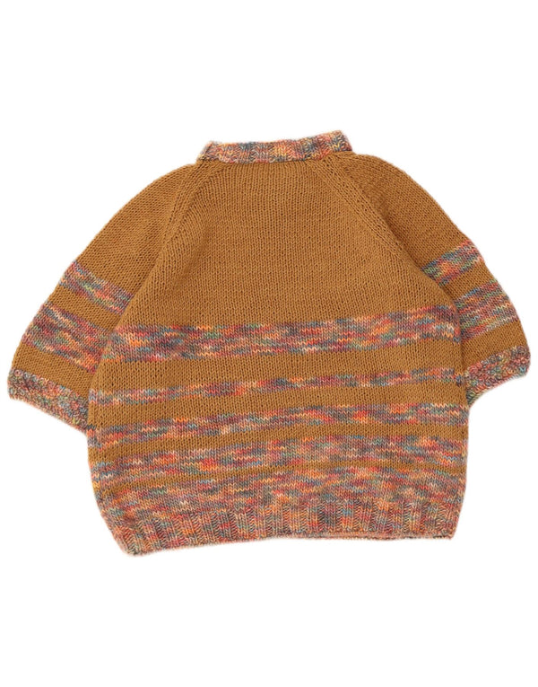 Sweter damski w stylu vintage z okrągłym dekoltem UK 14 w średnie beżowe paski