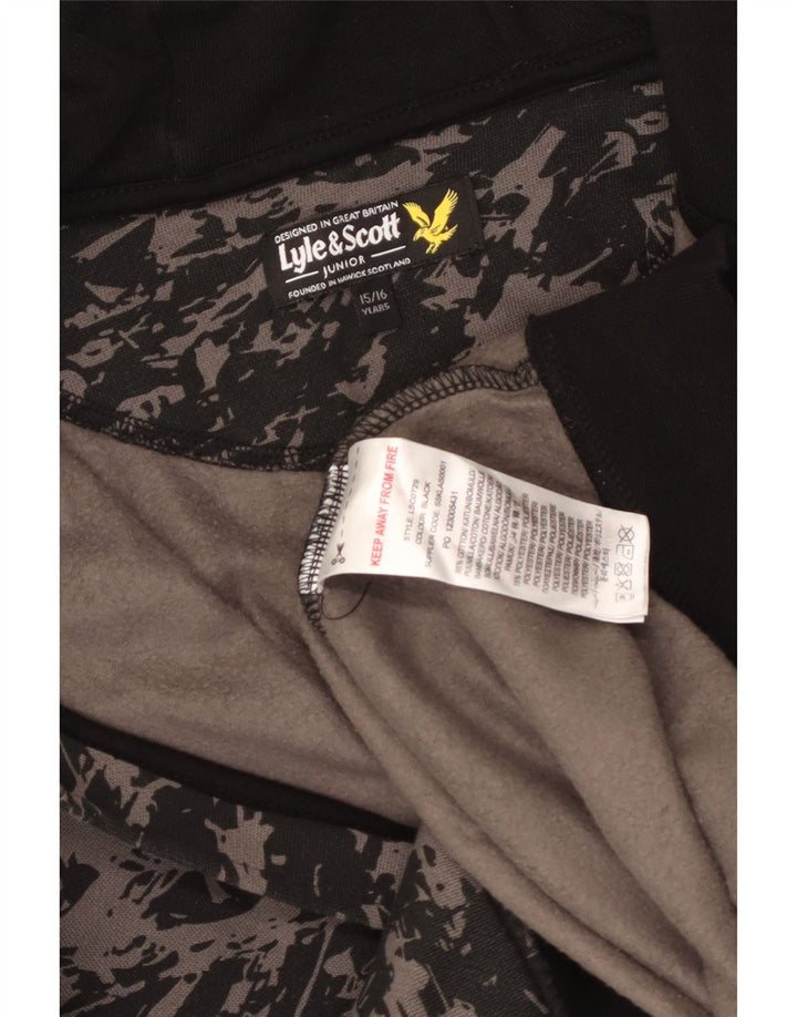 Chłopięcy sweter z kapturem i zamkiem Lyle & Scott w abstrakcyjny wzór, 15-16 lat, czarny