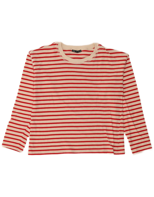 Damski top oversize z długim rękawem Zara UK 10 w małe złamane białe paski