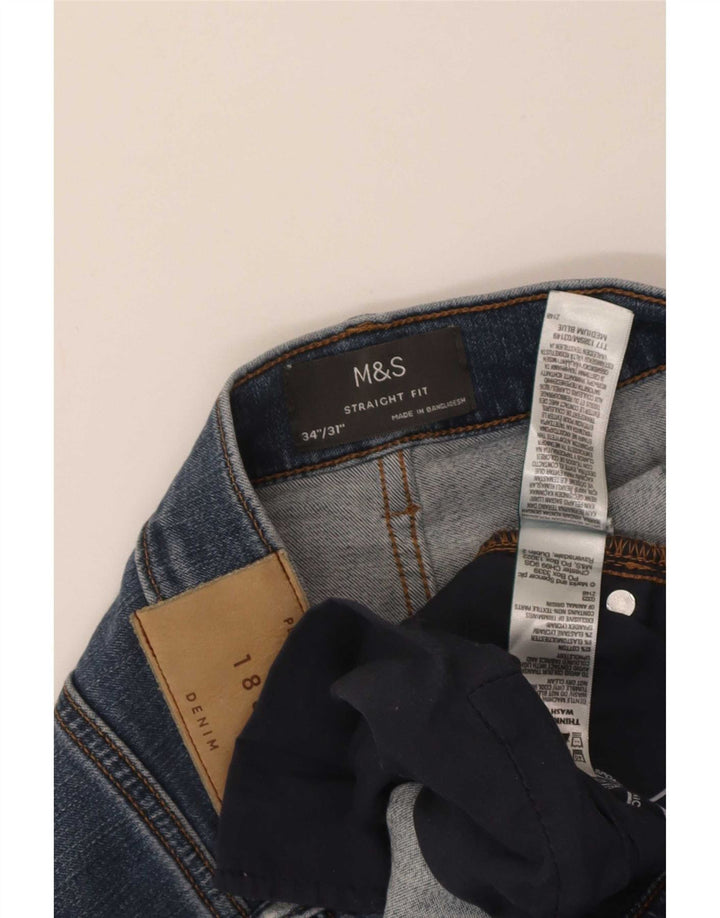 Marks & Spencer Męskie proste dżinsy W34 L31 Niebieskie bawełniane