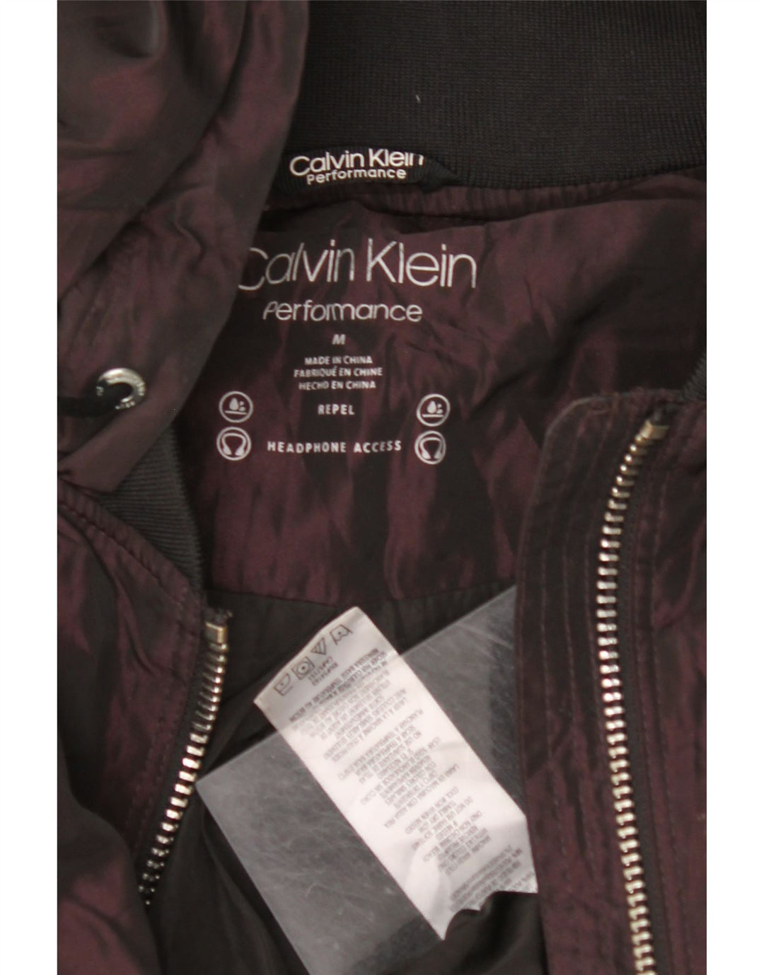 CALVIN KLEIN Damska kurtka bomberka oversize z kapturem UK 14 w kolorze średniego burgunda