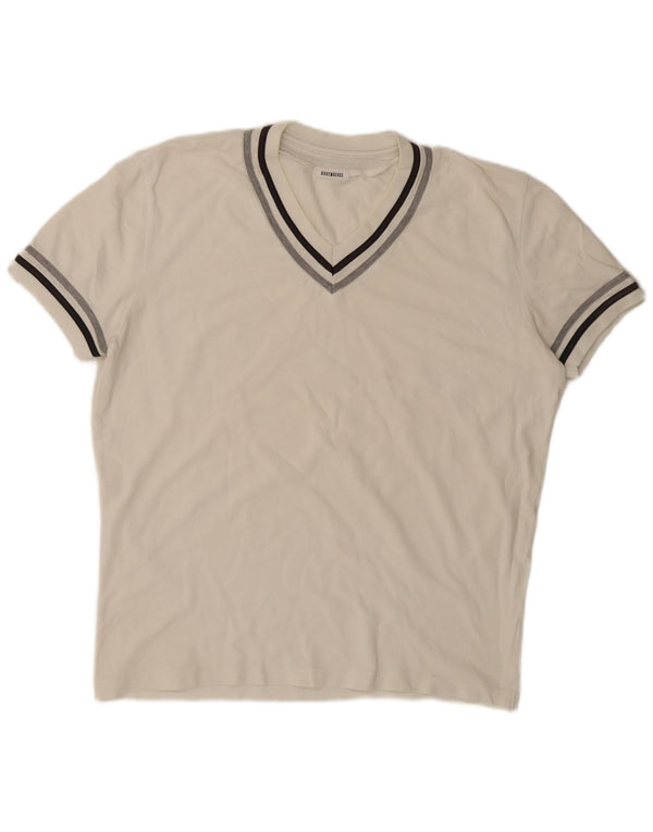 Bikkembergs Męski T-shirt Top XL w białe paski