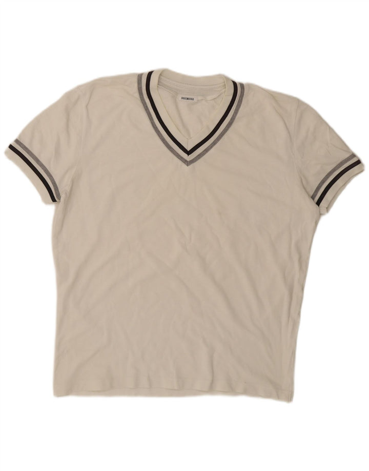 Bikkembergs Męski T-shirt Top XL w białe paski